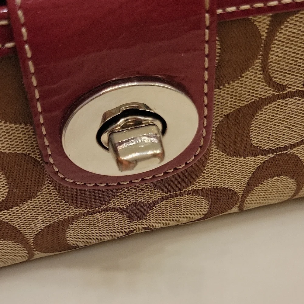 Coach Brown and Burgundy/Pink Wallet Signature Collection - Picture 12 of 14